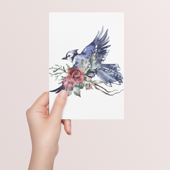 Watercolor Wall Art Blue Jay Illustration Print Poster Unframed - Picture 9 of 17